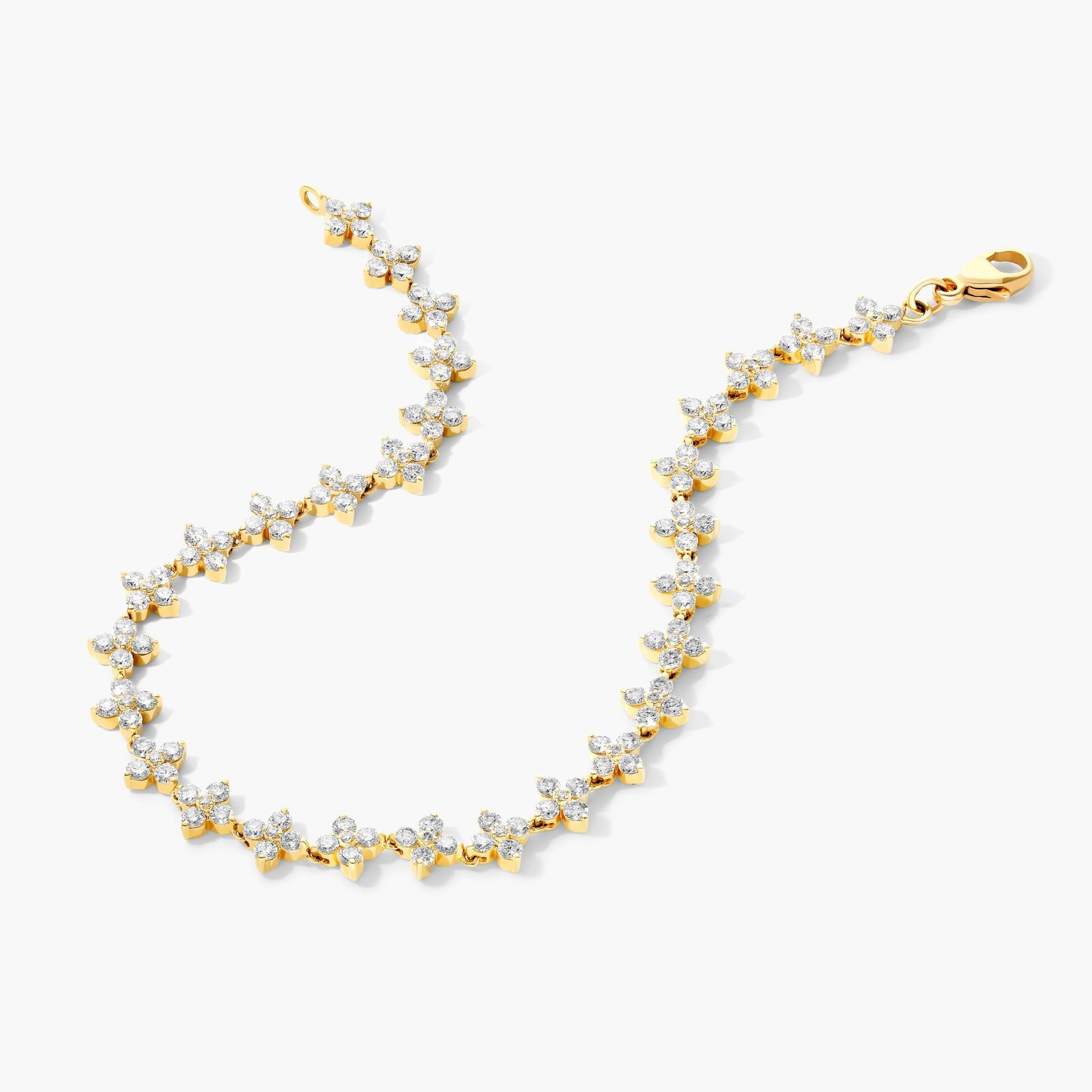 Lab-Grown Diamond Blossom Tennis Bracelet In 14K Yellow Gold