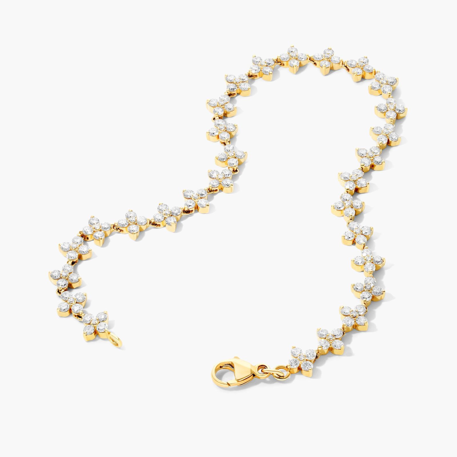 Lab-Grown Diamond Blossom Tennis Bracelet In 14K Yellow Gold