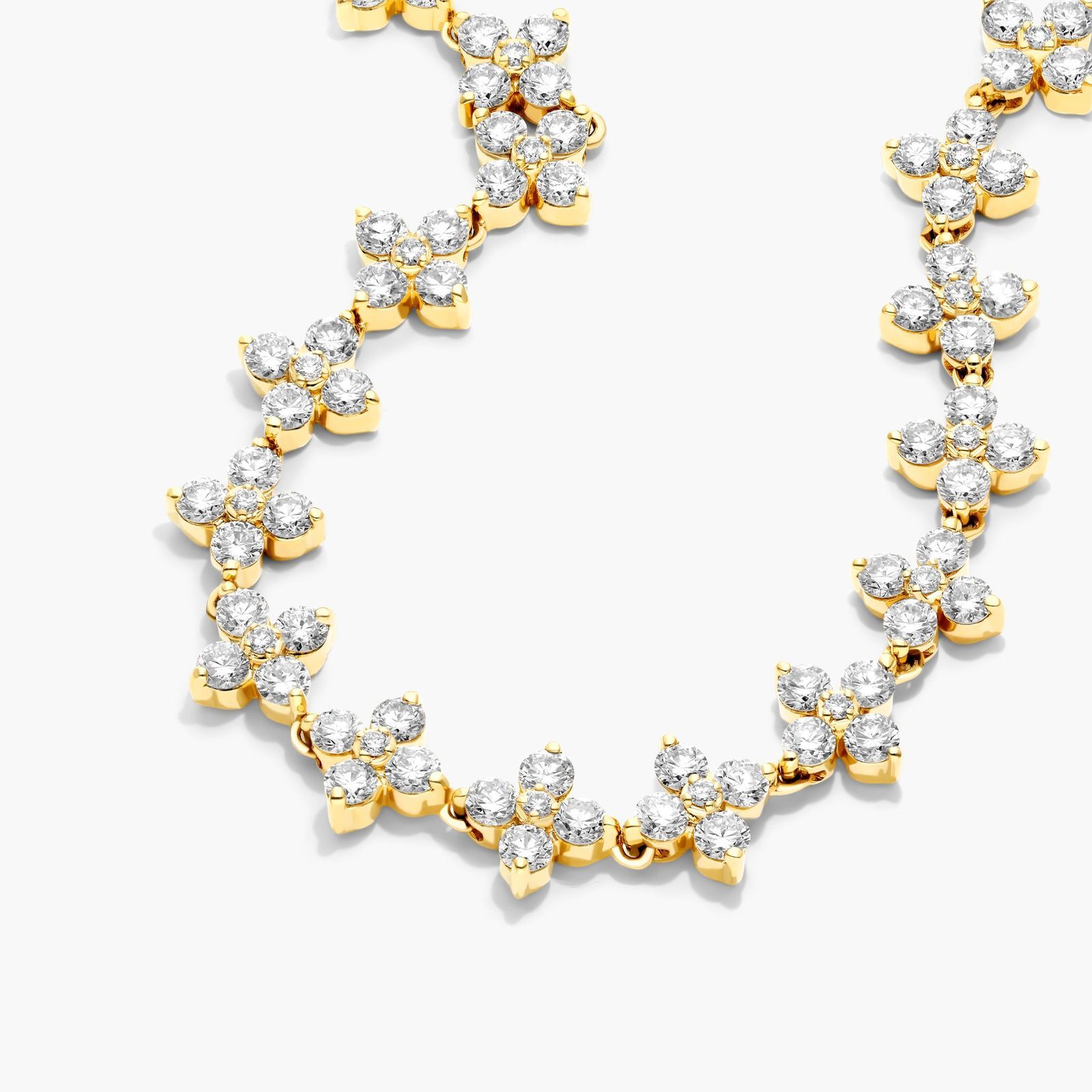 Lab-Grown Diamond Blossom Tennis Bracelet In 14K Yellow Gold