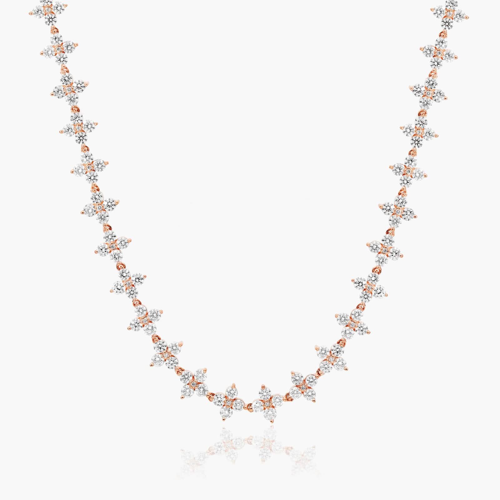 14K Rose Gold Blossom Lab-Grown Diamond Tennis Necklace