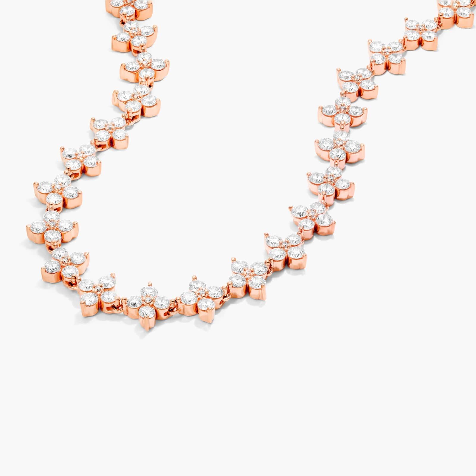 14K Rose Gold Blossom Lab-Grown Diamond Tennis Necklace