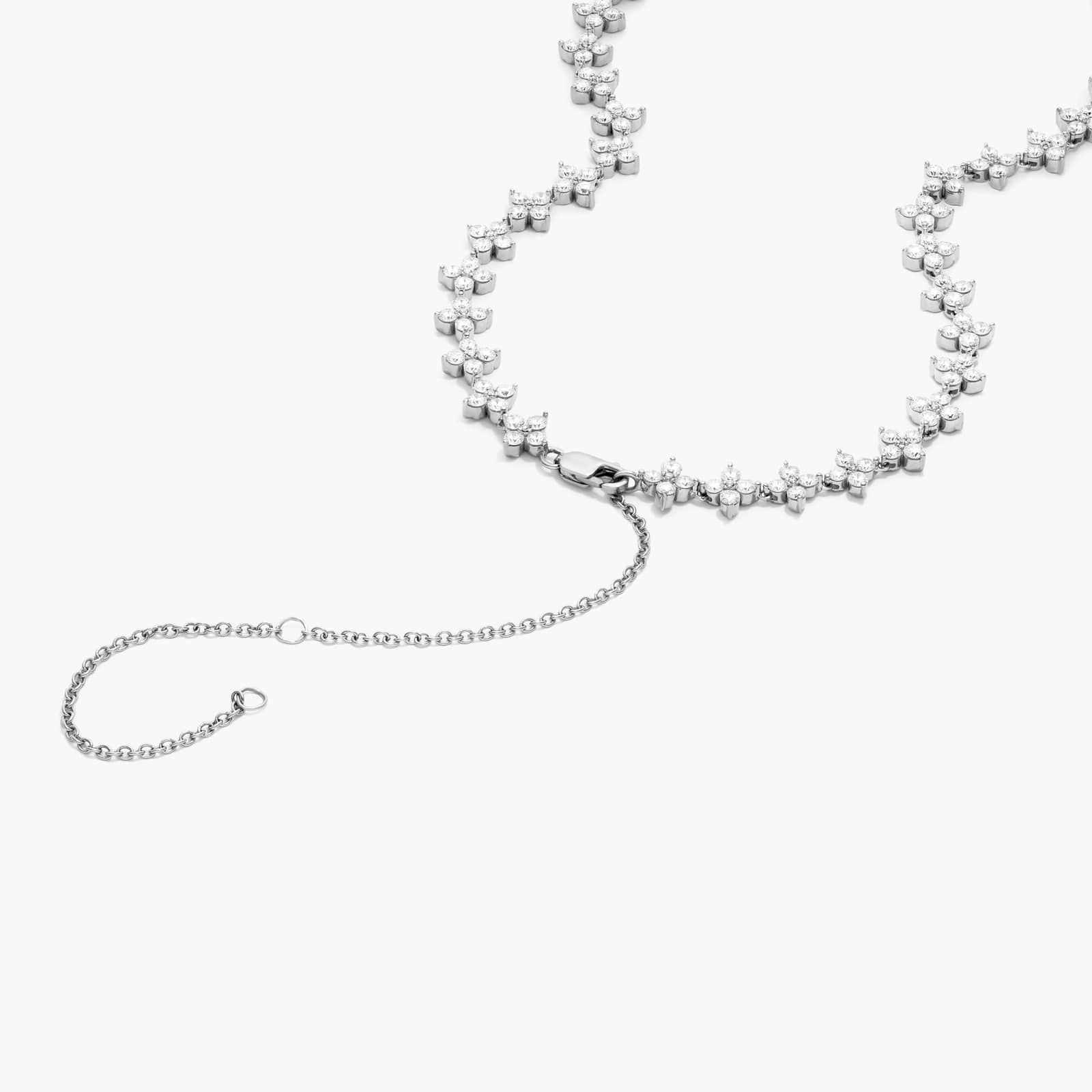 14K White Gold Blossom Lab-Grown Diamond Tennis Necklace