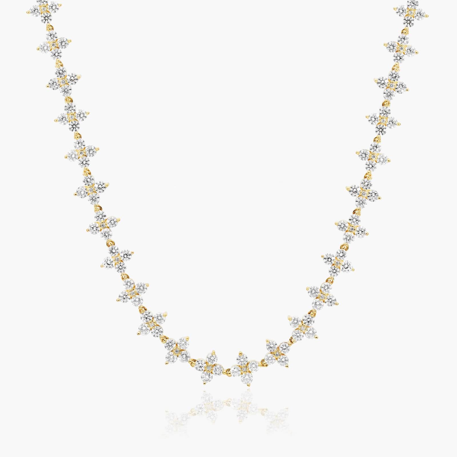 14K Yellow Gold Blossom Lab-Grown Diamond Tennis Necklace