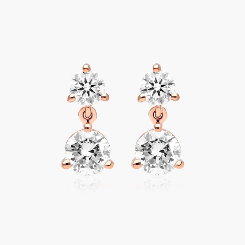 Drop Lab-Grown Diamond Stud Earrings In 14K Rose Gold