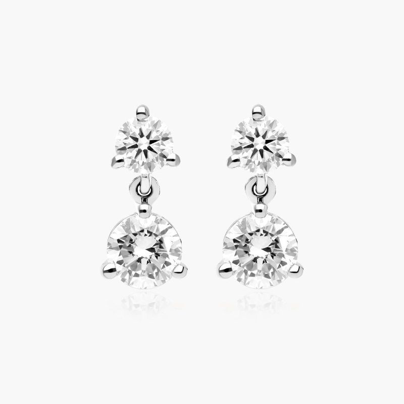 14K White Gold Lab-Grown Diamond Drop Stud Earrings