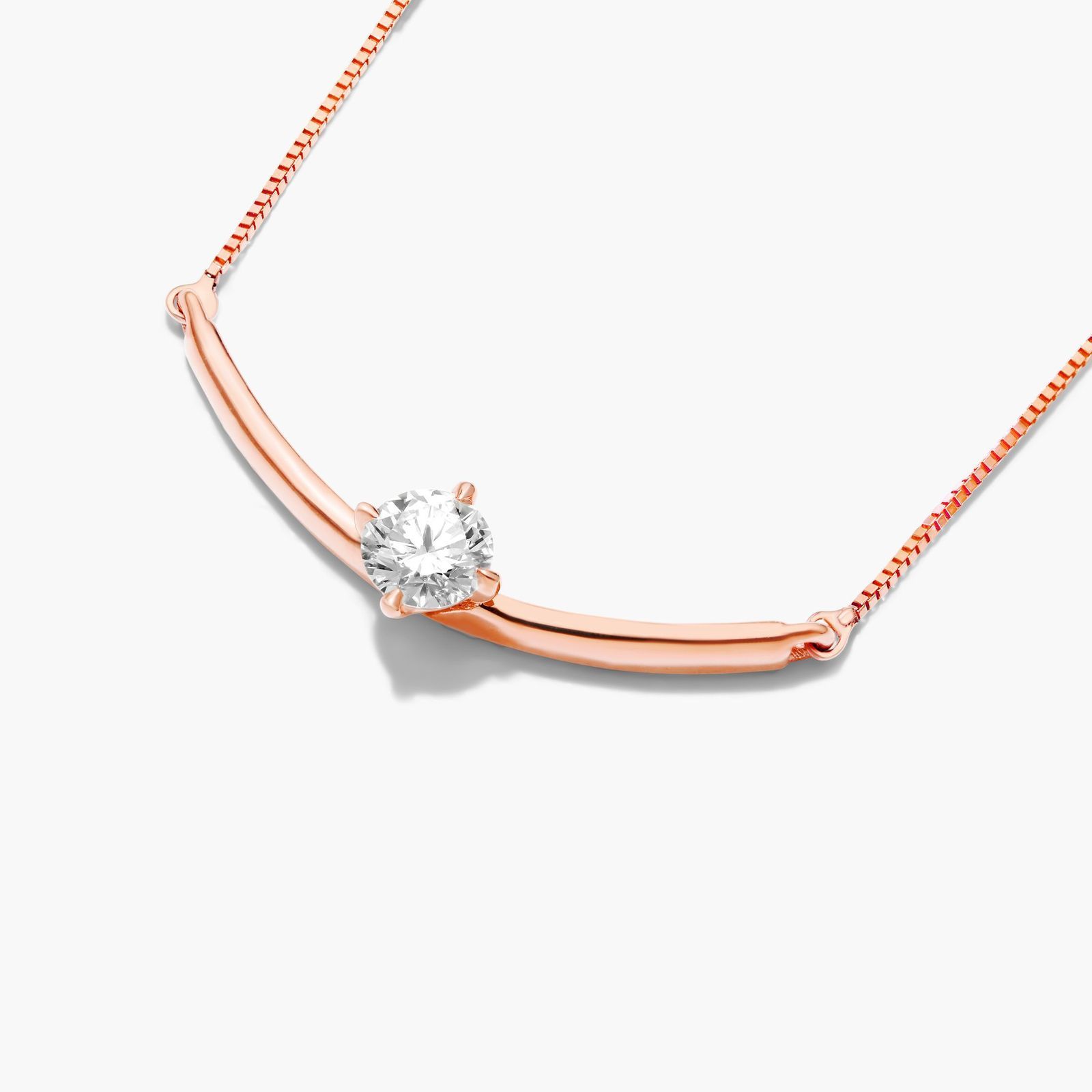 Lab-Grown Diamond Solitaire Smile Necklace In 14K Rose Gold