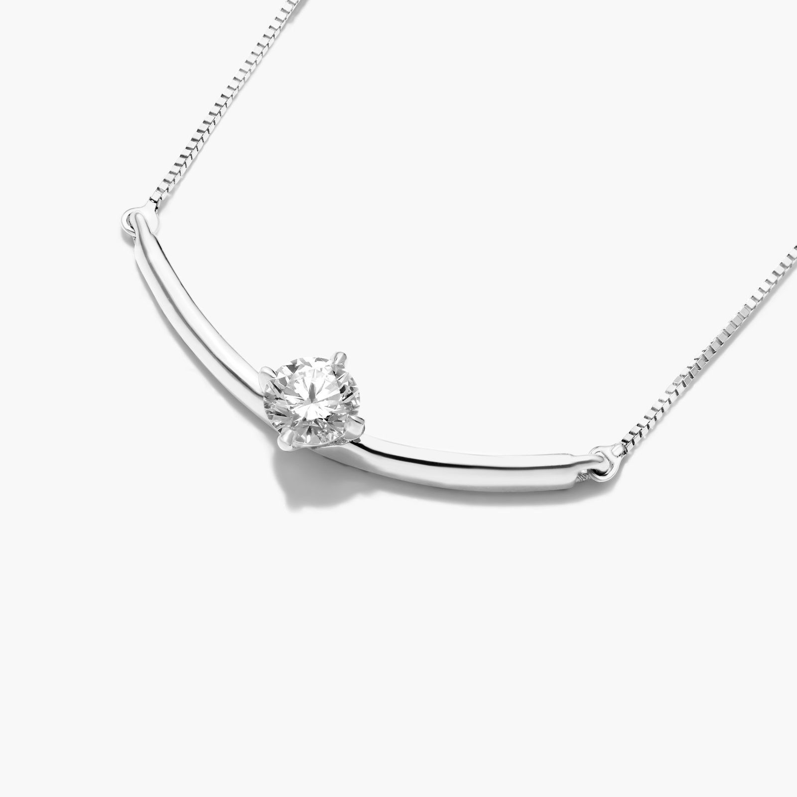 Lab-Grown Diamond Solitaire Smile Necklace In 14K White Gold