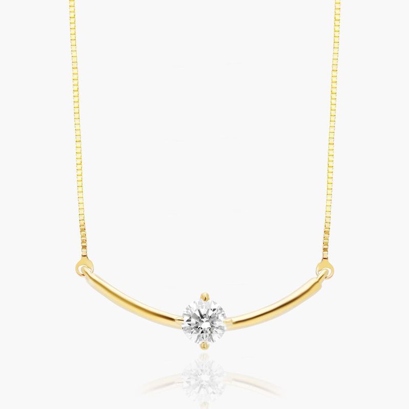 Lab-Grown Diamond Solitaire Smile Necklace In 14K Yellow Gold