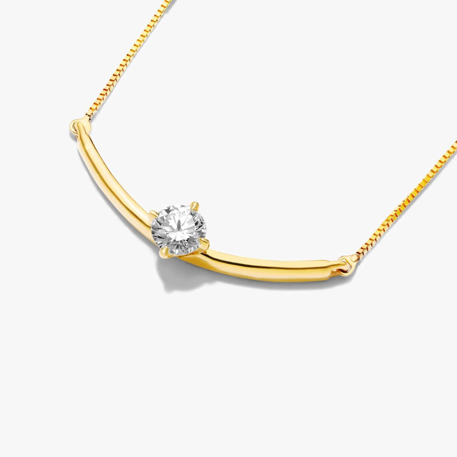 Lab-Grown Diamond Solitaire Smile Necklace In 14K Yellow Gold