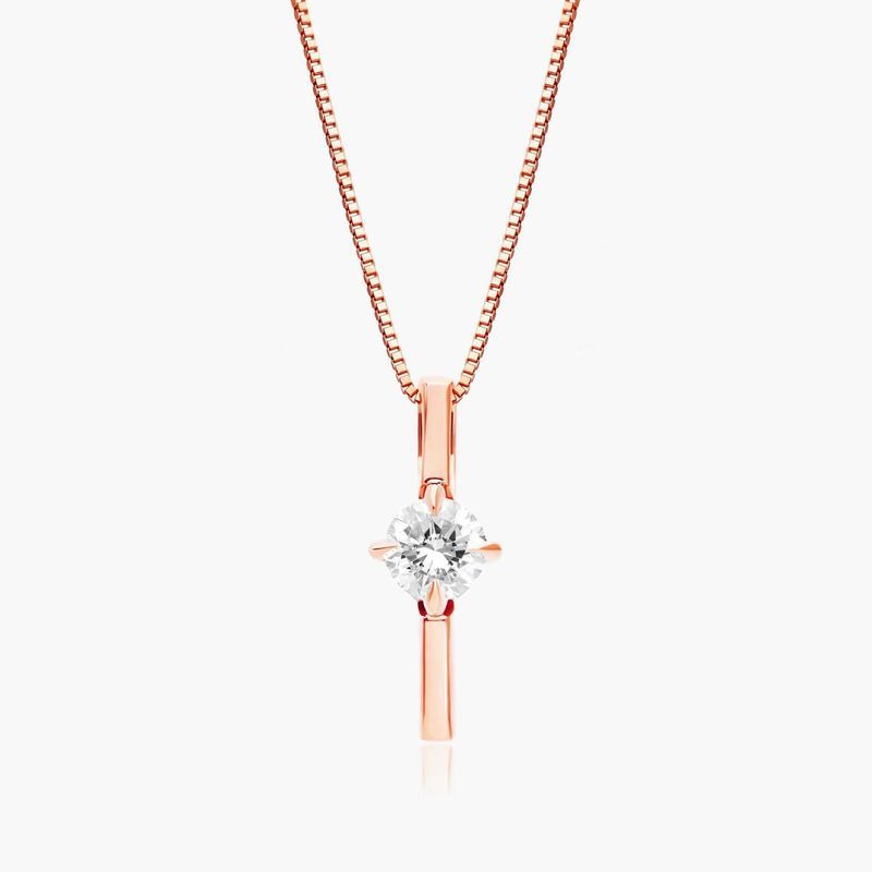 Lab-Grown Diamond Solitaire Dash Pendant In 14K Rose Gold