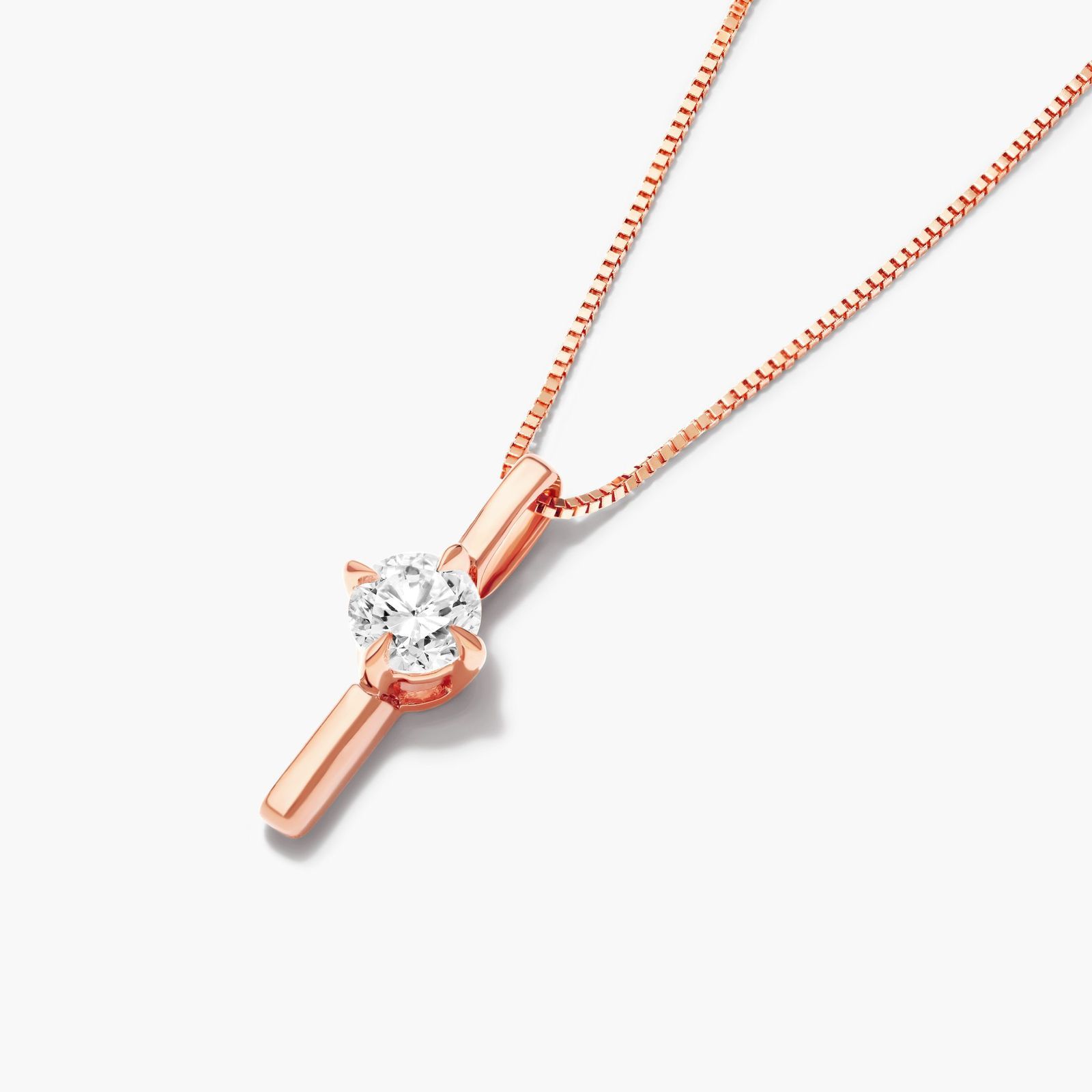 Lab-Grown Diamond Solitaire Dash Pendant In 14K Rose Gold