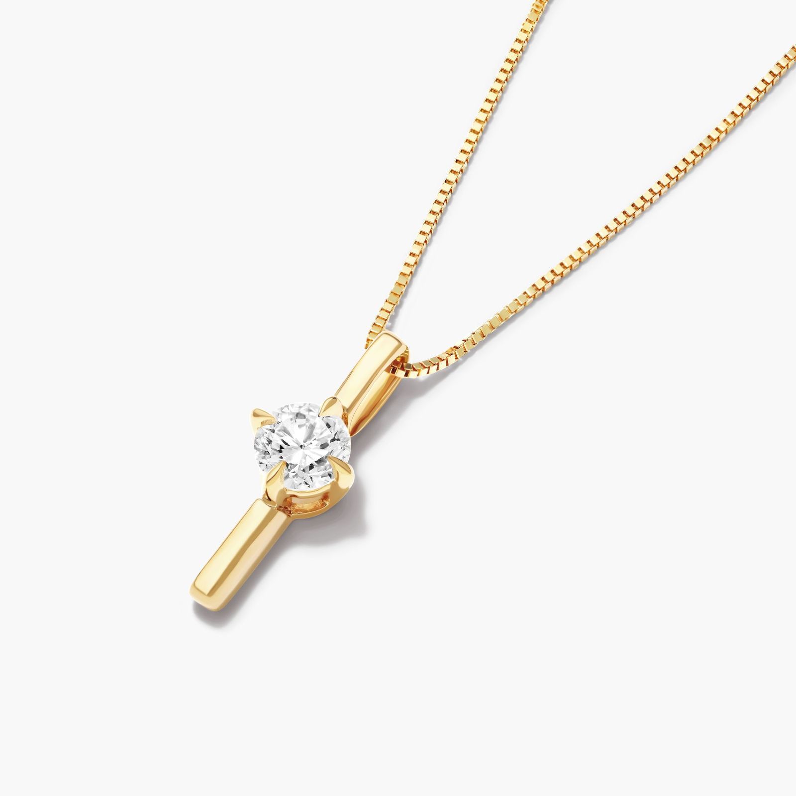 Lab-Grown Diamond Solitaire Dash Pendant In 14K Yellow Gold