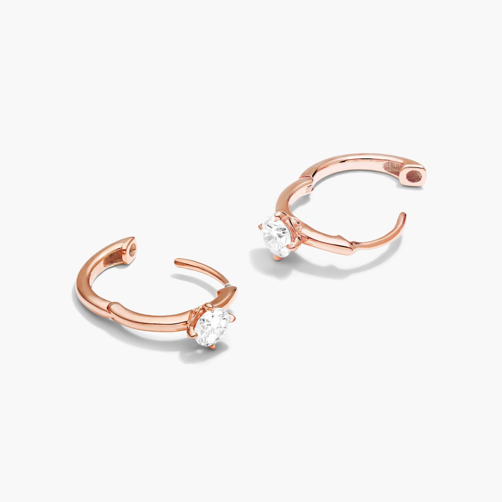 Solitaire Hoop Earrings With Lab-Grown Diamonds In 14K Rose Gold