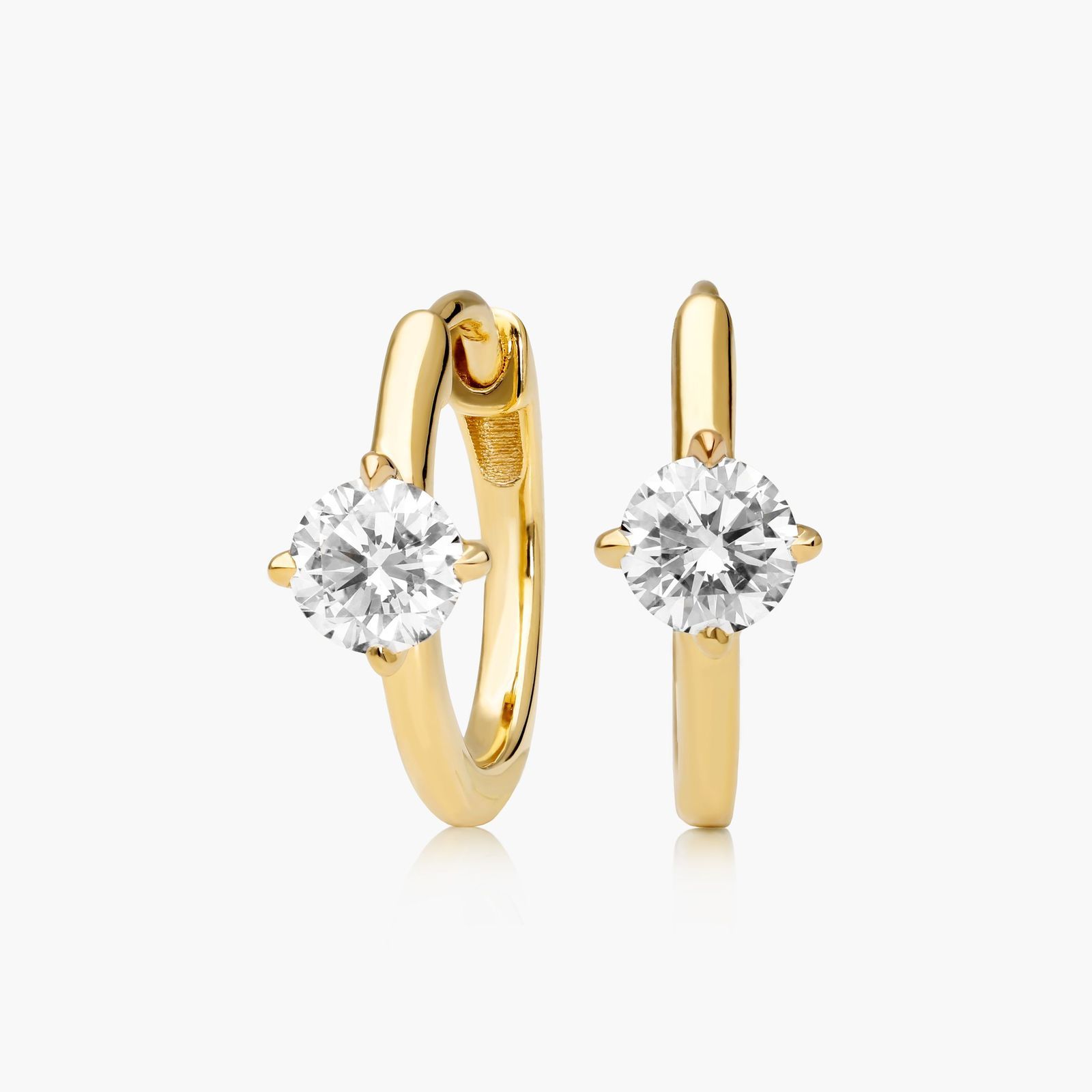 Solitaire Hoop Earrings With Lab-Grown Diamonds In 14K Yellow Gold