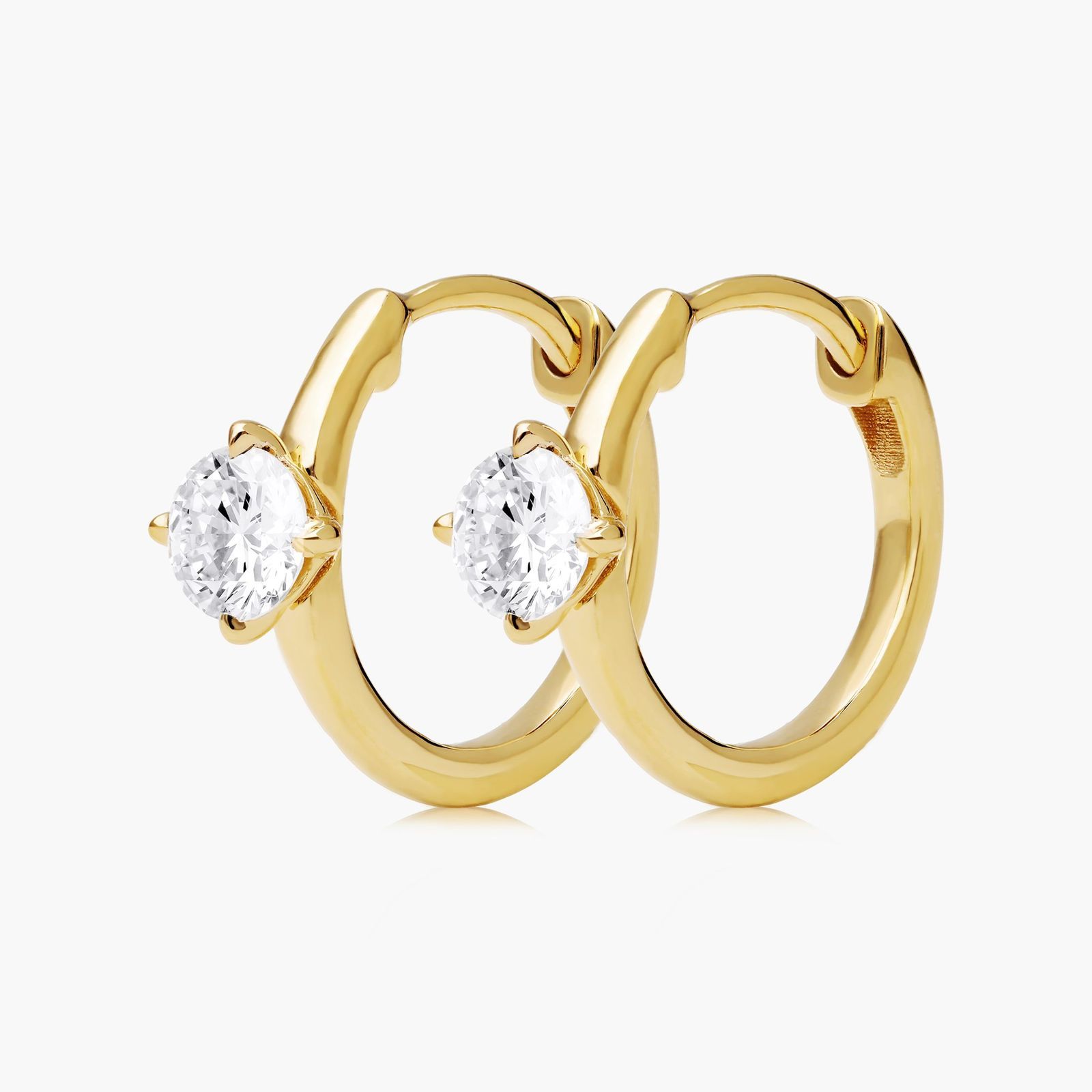 Solitaire Hoop Earrings With Lab-Grown Diamonds In 14K Yellow Gold