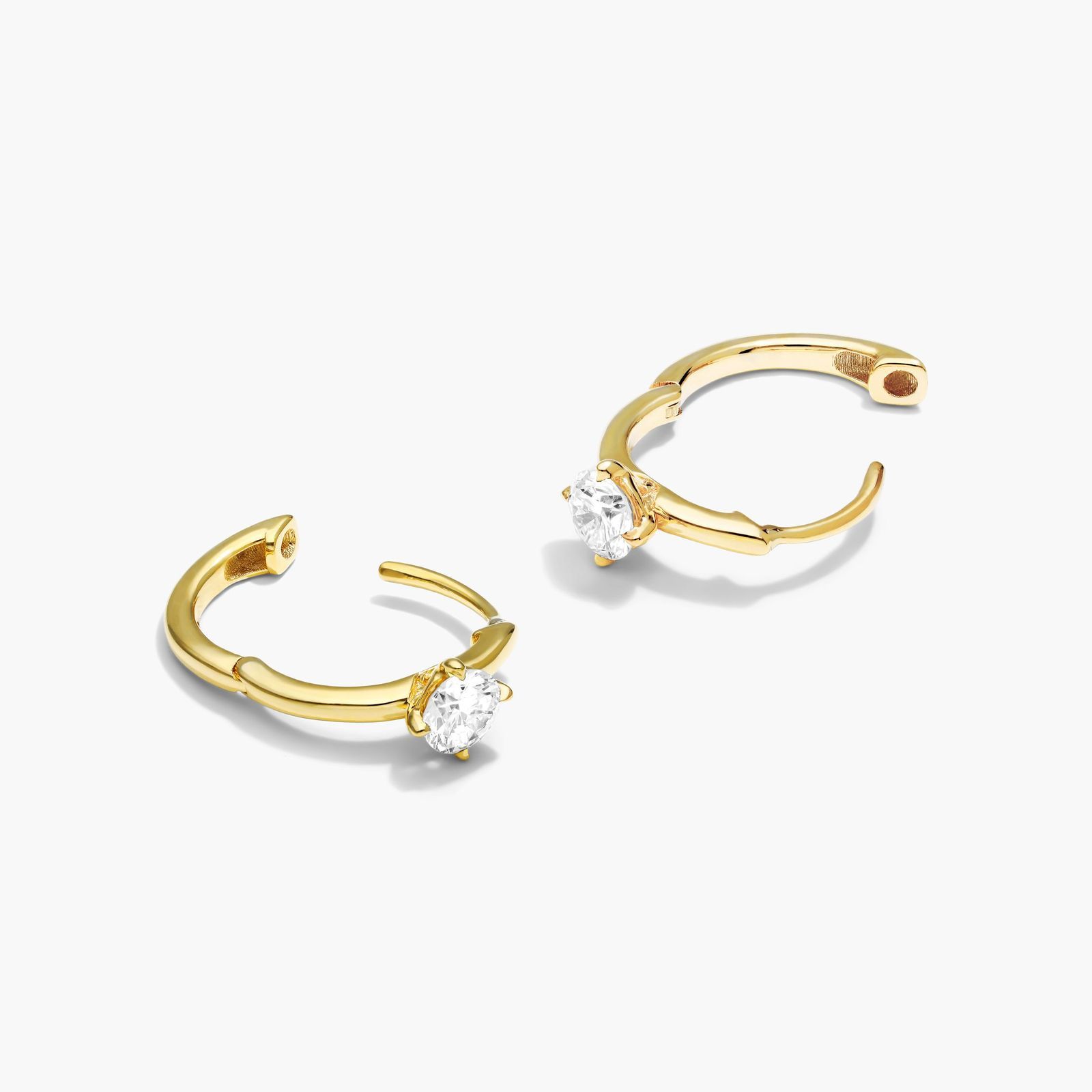 Solitaire Hoop Earrings With Lab-Grown Diamonds In 14K Yellow Gold