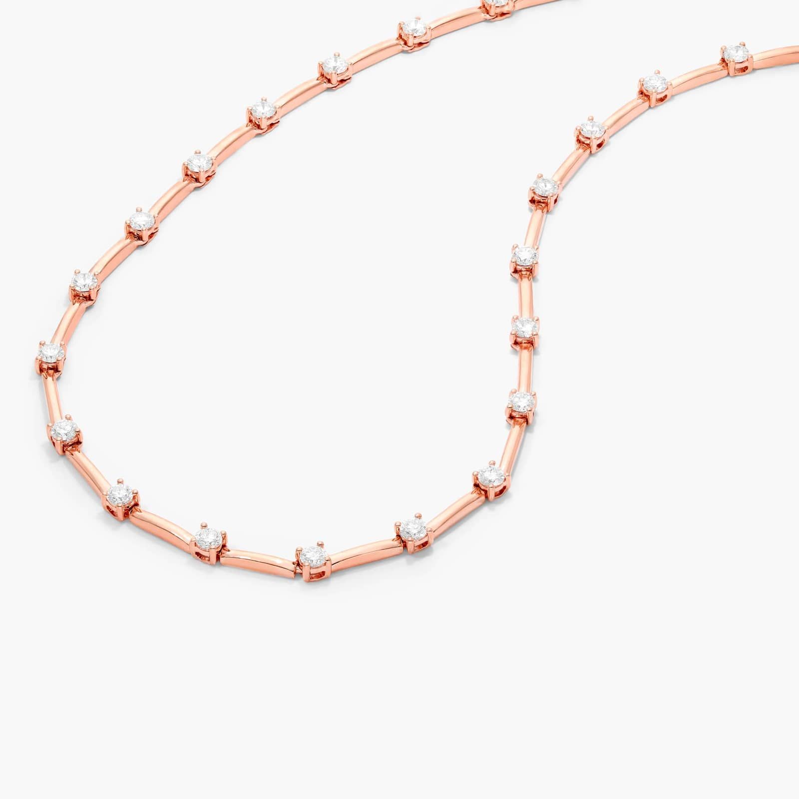 Lab-Grown Diamond Station Dash Necklace In 14K Rose Gold