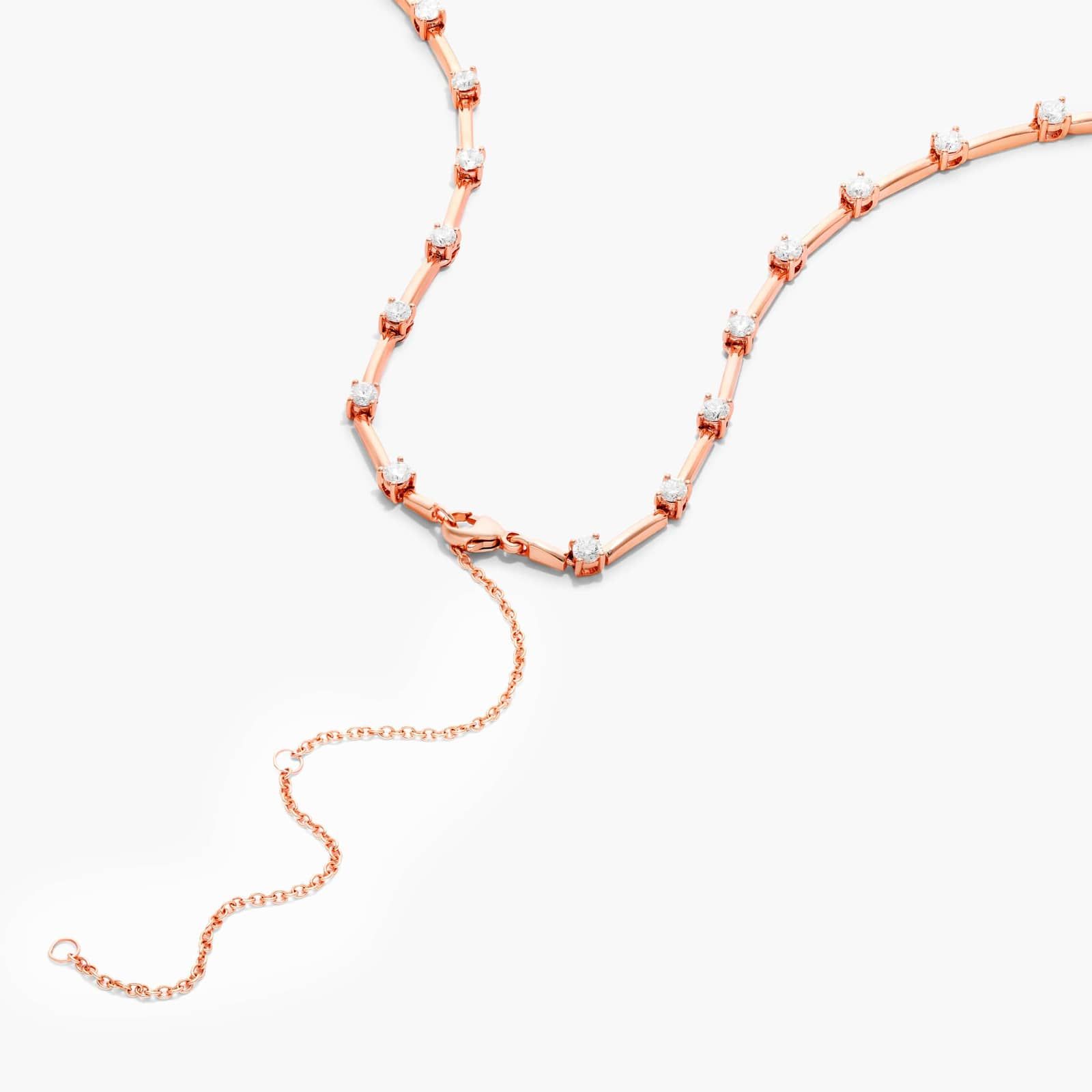 Lab-Grown Diamond Station Dash Necklace In 14K Rose Gold
