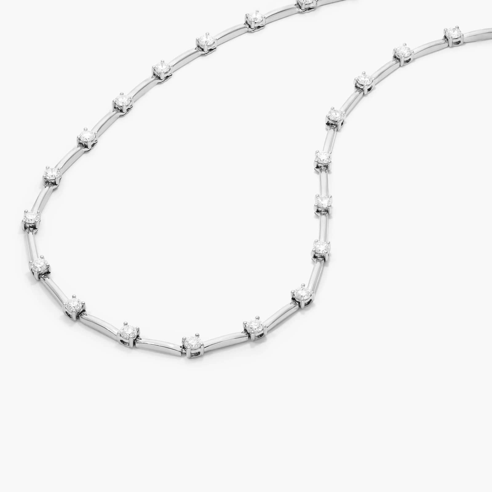 Lab-Grown Diamond Station Dash Necklace In 14K White Gold