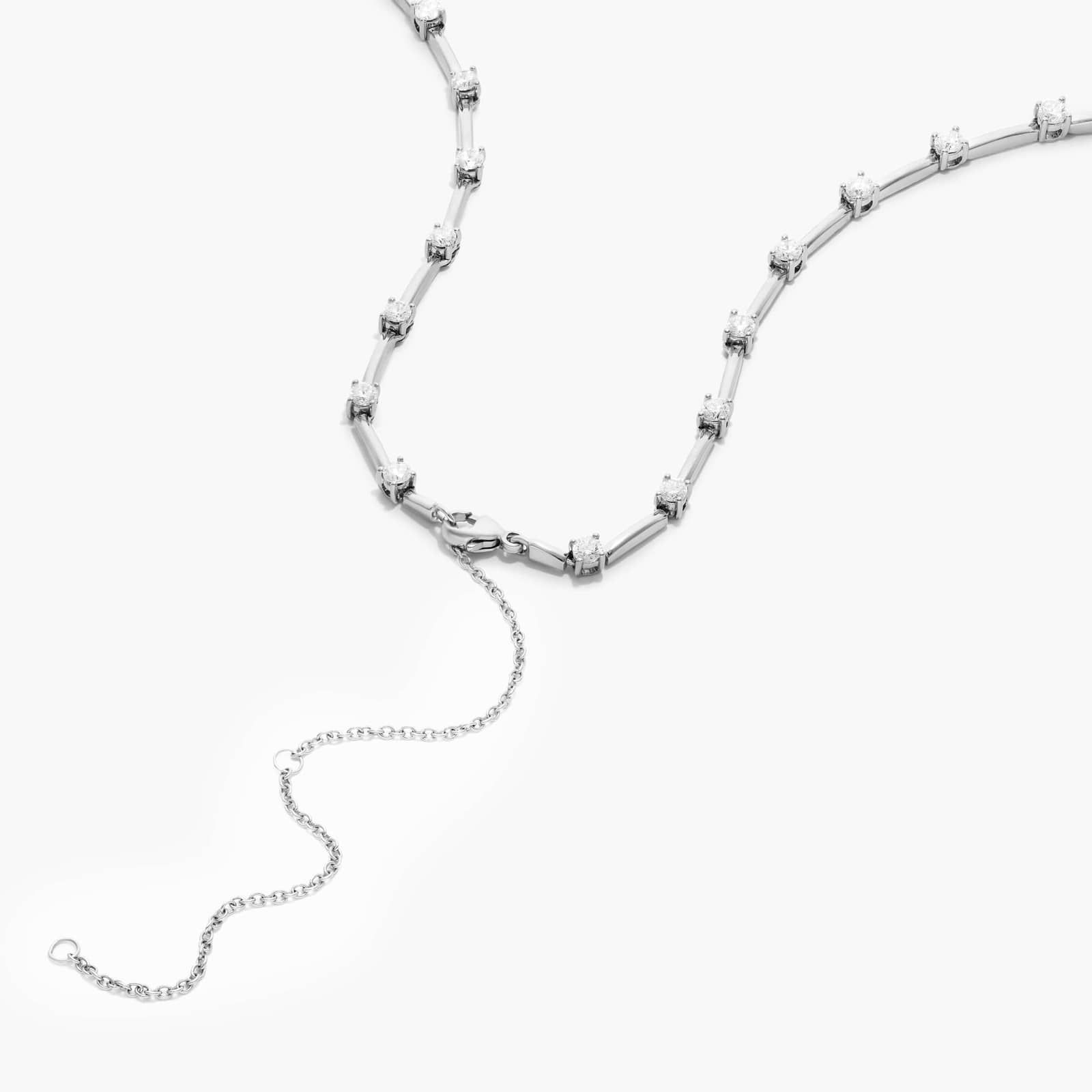 Lab-Grown Diamond Station Dash Necklace In 14K White Gold