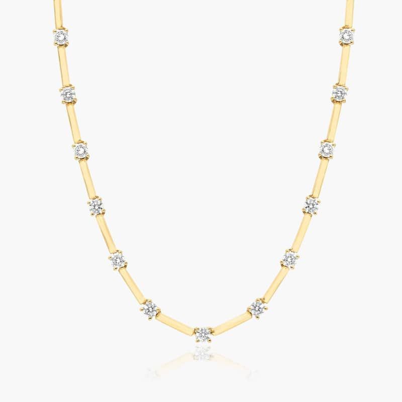 Lab-Grown Diamond Station Dash Necklace In 14K Yellow Gold