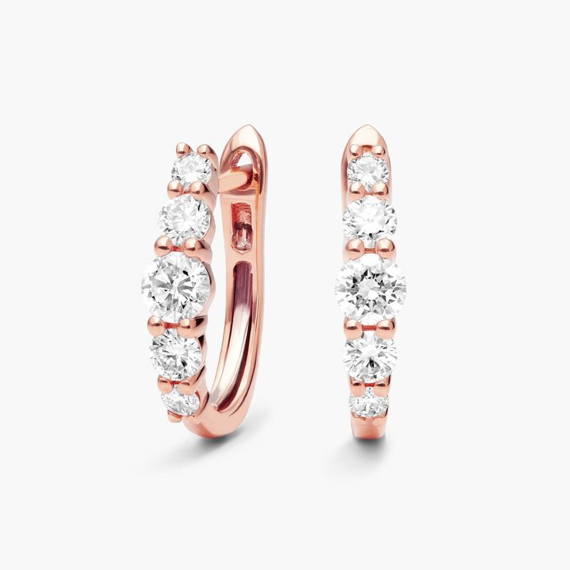 Graduating Hoop Earrings With Lab-Grown Diamonds In 14K Rose Gold