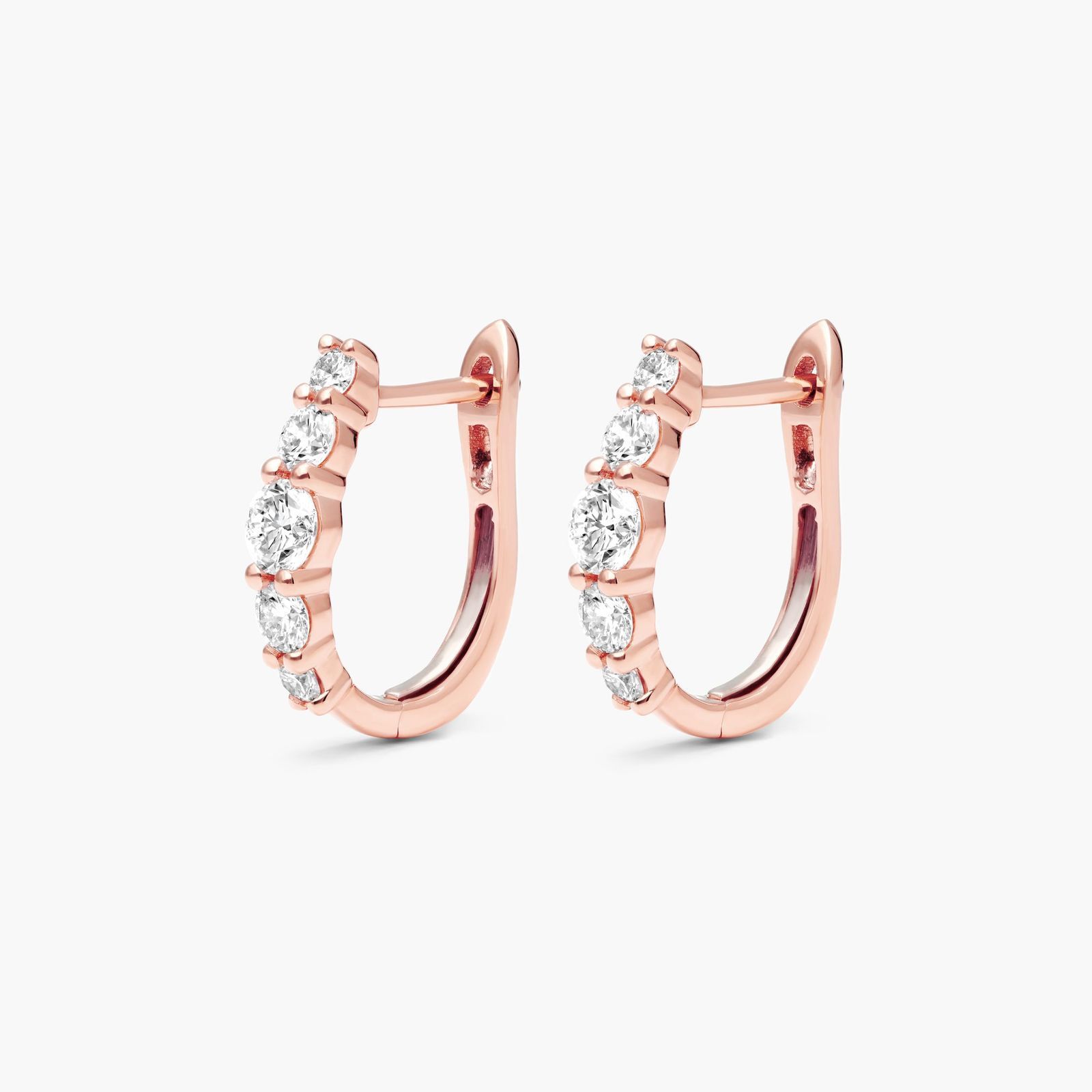 Graduating Hoop Earrings With Lab-Grown Diamonds In 14K Rose Gold
