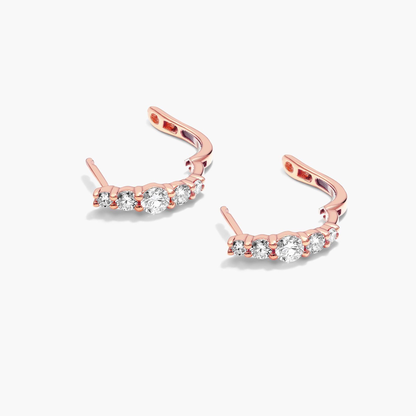 Graduating Hoop Earrings With Lab-Grown Diamonds In 14K Rose Gold