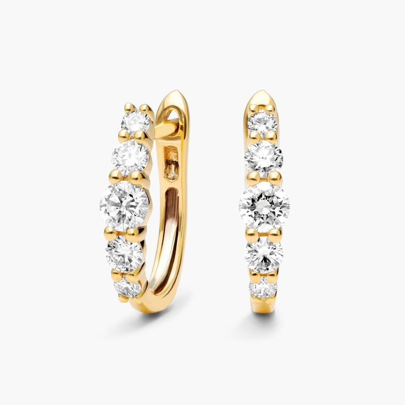 Graduating Hoop Earrings With Lab-Grown Diamonds In 14K Yellow Gold