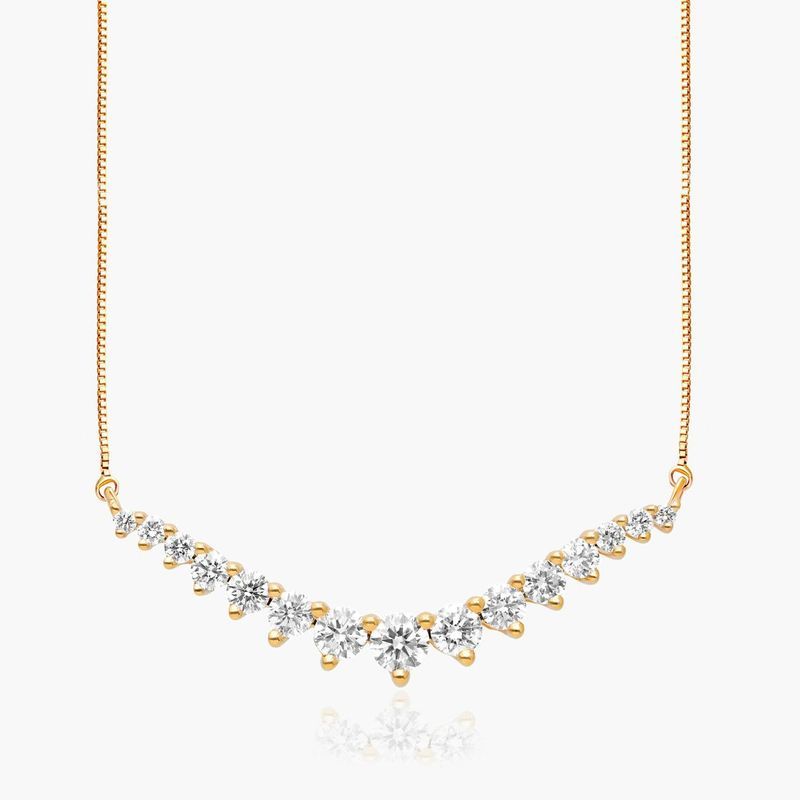 Graduating Lab-Grown Diamond Curved Necklace In 14K Yellow Gold