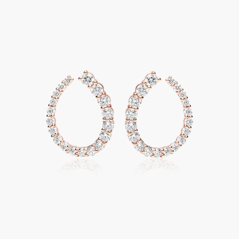 Front Twist Hoop Earrings With Lab-Grown Diamonds In 14K Rose Gold