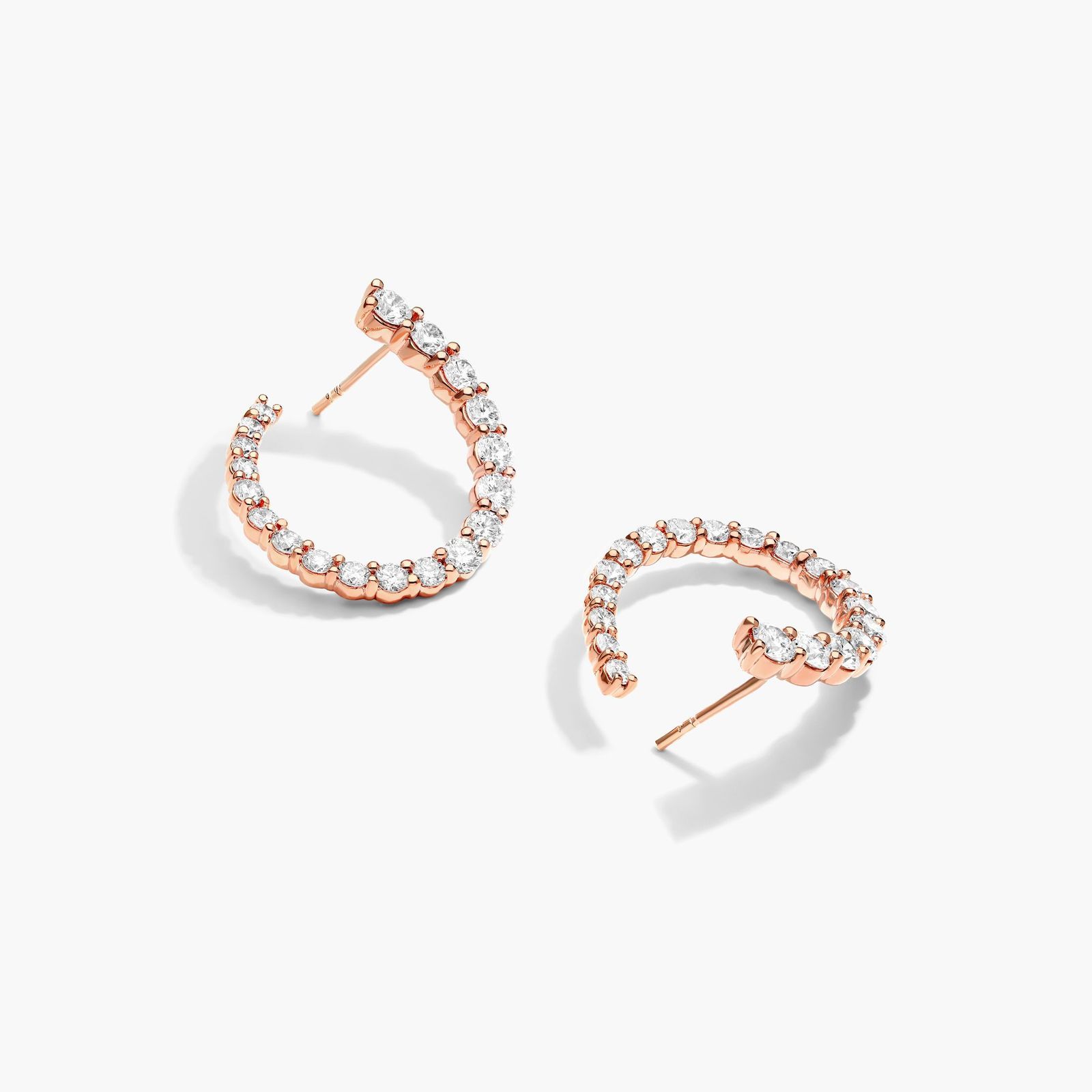 Front Twist Hoop Earrings With Lab-Grown Diamonds In 14K Rose Gold