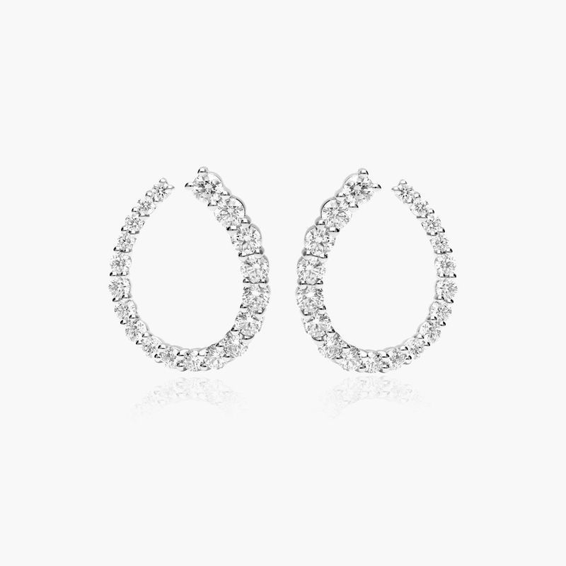 14K White Gold Front Twist Lab-Grown Diamond Hoop Earrings