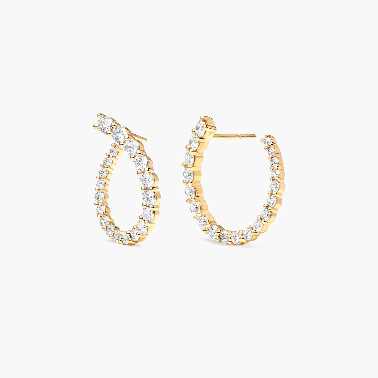 Front Twist Hoop Earrings With Lab-Grown Diamonds In 14K Yellow Gold