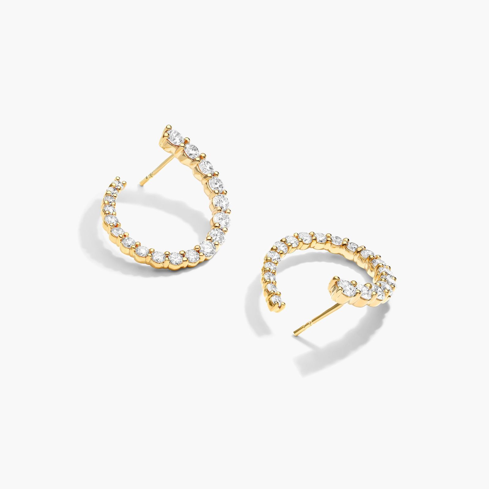 Front Twist Hoop Earrings With Lab-Grown Diamonds In 14K Yellow Gold