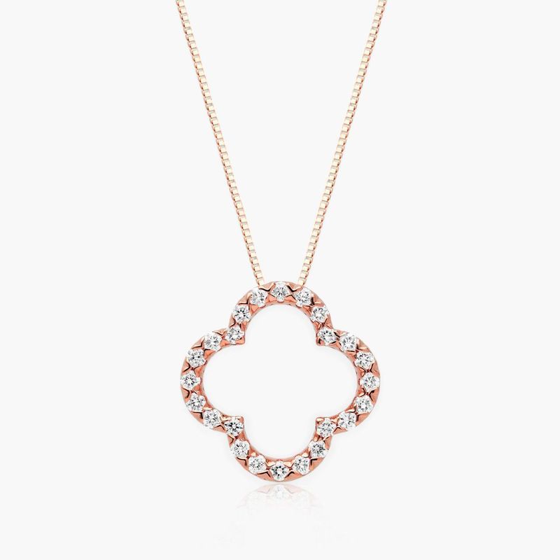 Lab-Grown Diamond Open Clover Pendant In 14K Rose Gold