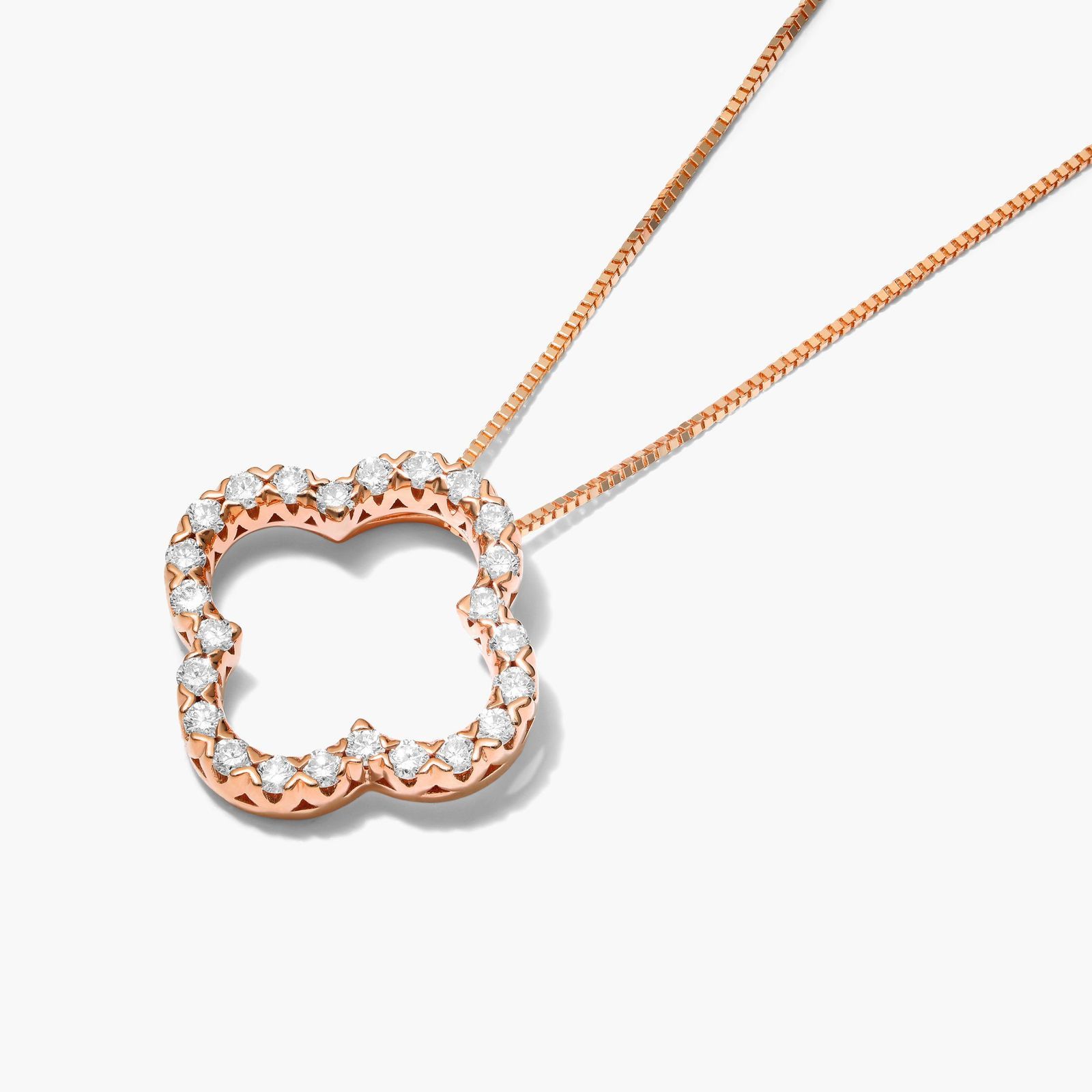 Lab-Grown Diamond Open Clover Pendant In 14K Rose Gold