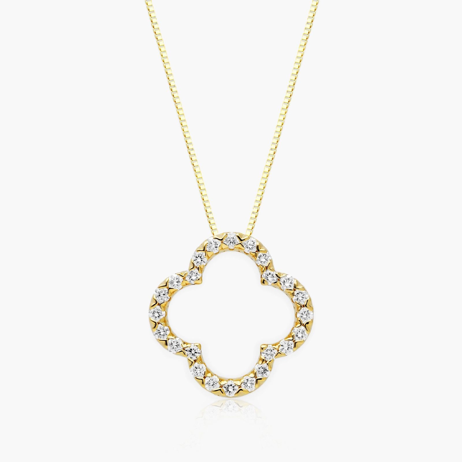 Lab-Grown Diamond Open Clover Pendant In 14K Yellow Gold-81633y14l
