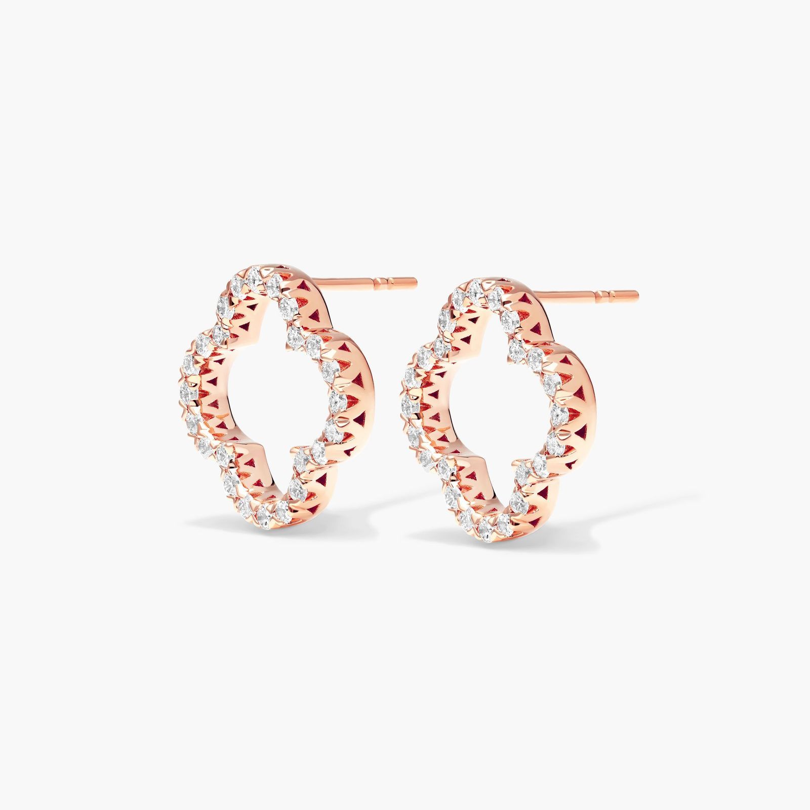 Open Clover Lab-Grown Diamond Stud Earrings In 14K Rose Gold