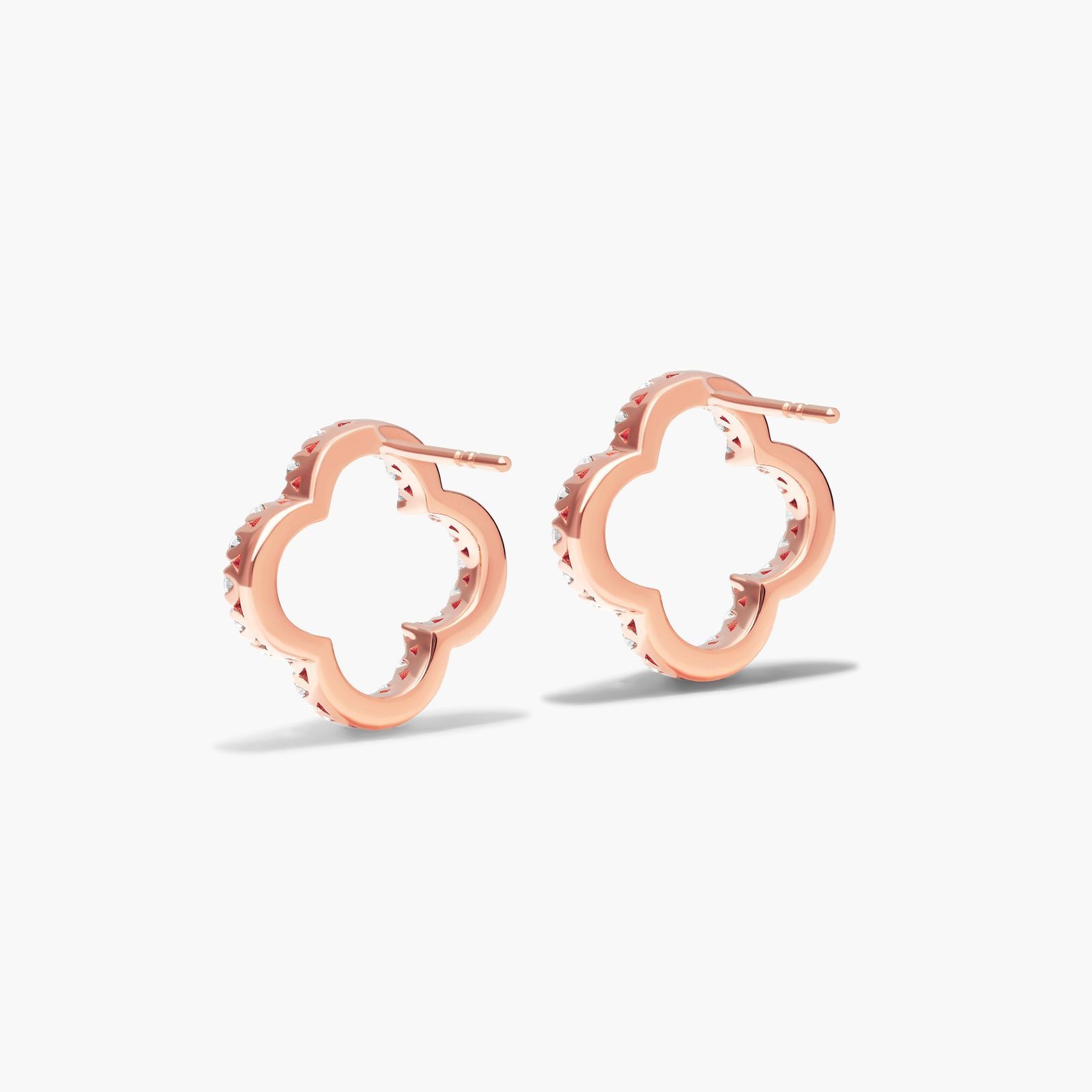 Open Clover Lab-Grown Diamond Stud Earrings In 14K Rose Gold