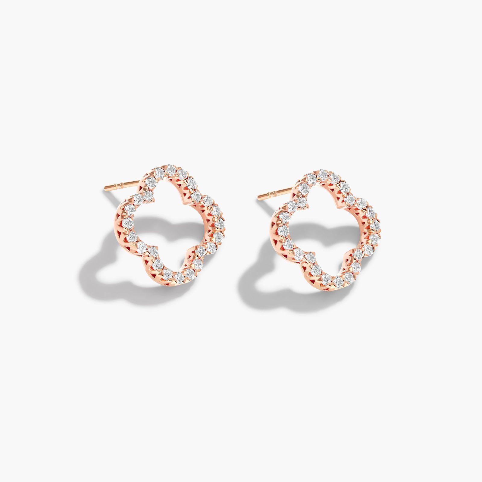 Open Clover Lab-Grown Diamond Stud Earrings In 14K Rose Gold