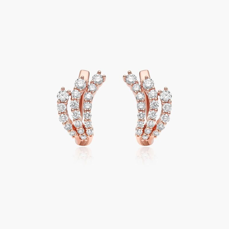 Tidal Wave Hoop Earrings With Lab-Grown Diamonds In 14K Rose Gold