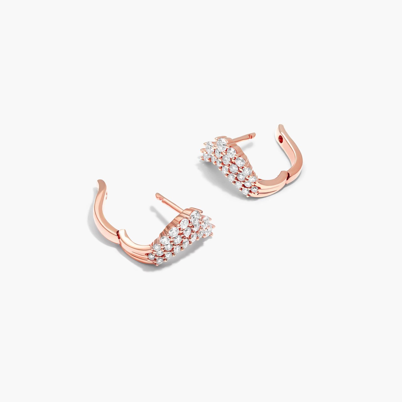 Tidal Wave Hoop Earrings With Lab-Grown Diamonds In 14K Rose Gold