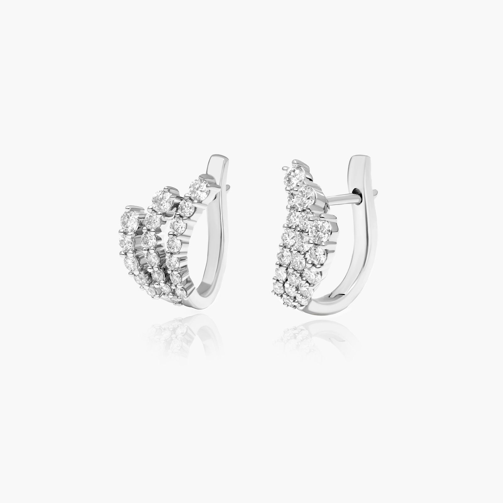 14K White Gold Tidal Wave Lab-Grown Diamond Hoop Earrings