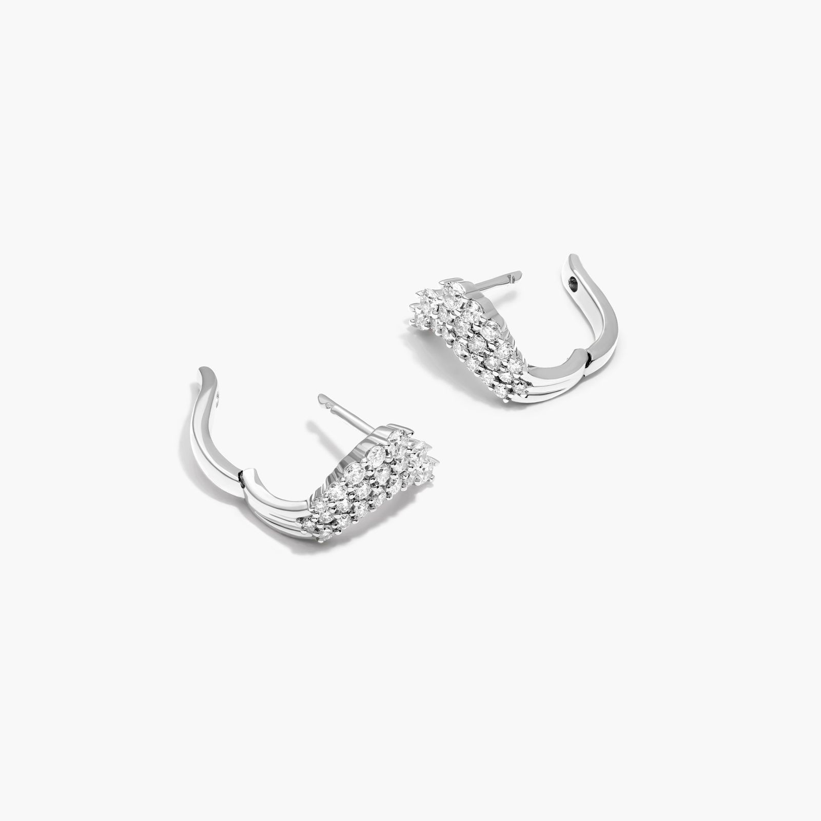 14K White Gold Tidal Wave Lab-Grown Diamond Hoop Earrings