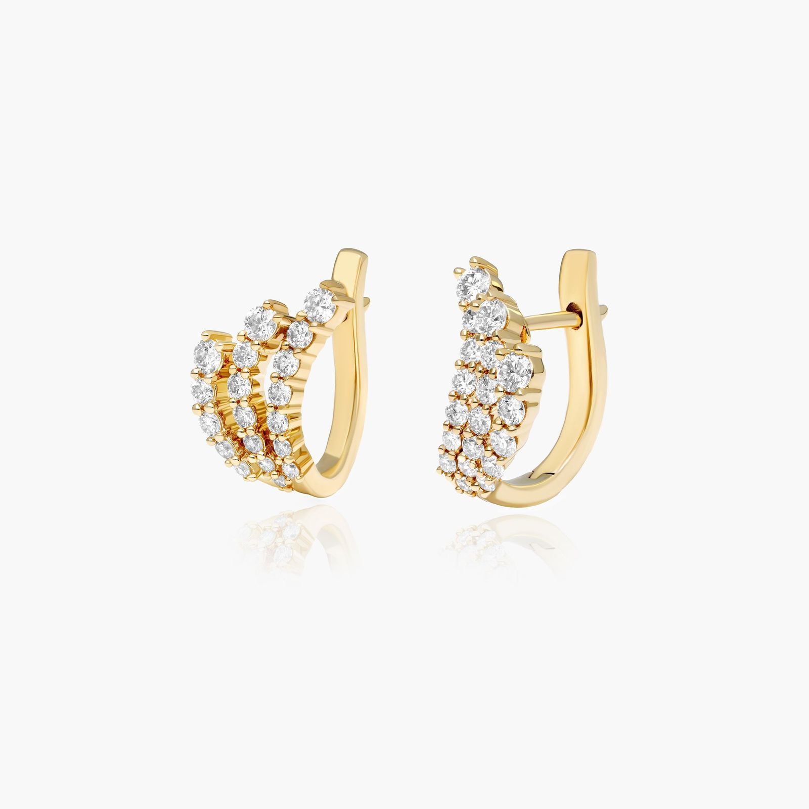 Tidal Wave Hoop Earrings With Lab-Grown Diamonds In 14K Yellow Gold