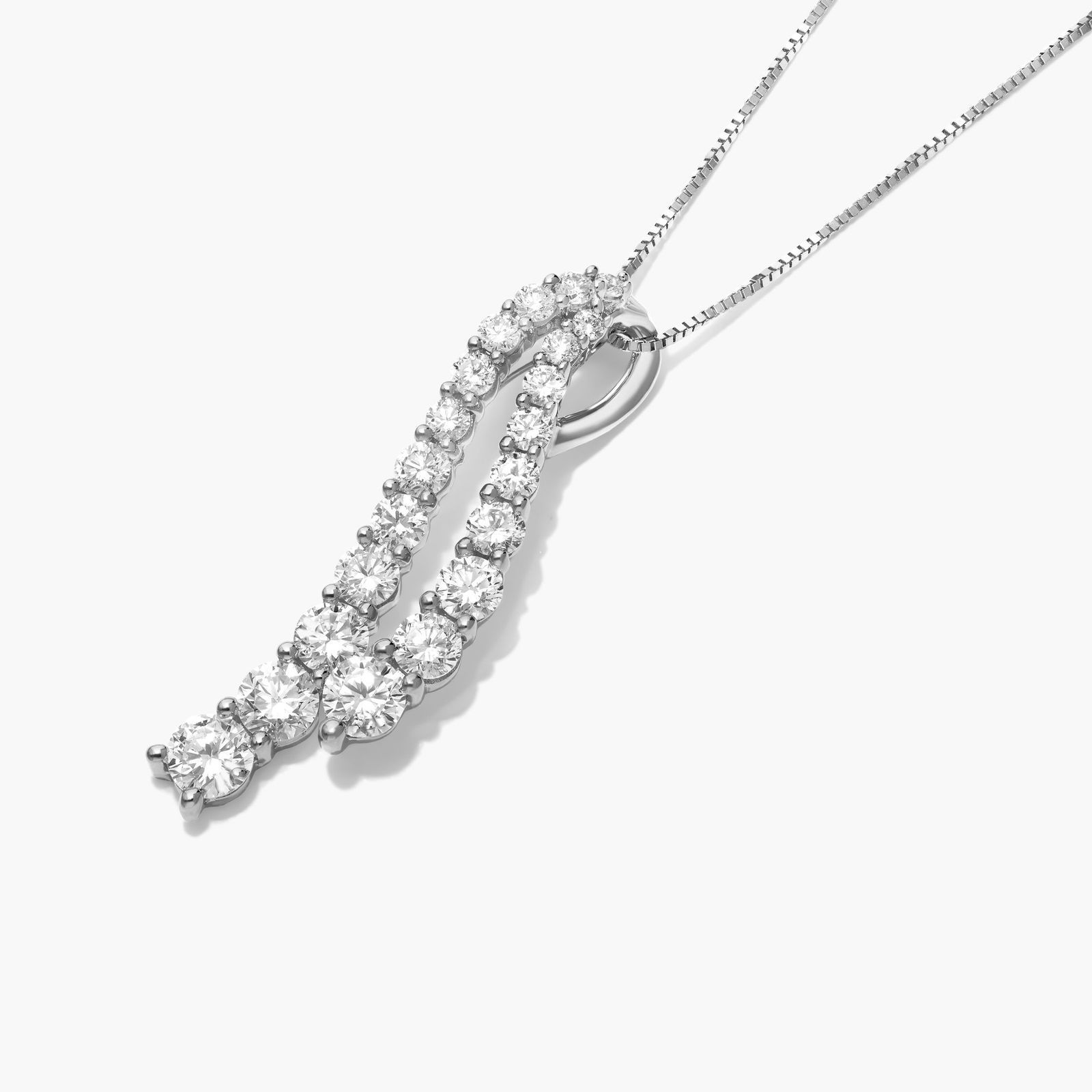 Tidal Wave Lab-Grown Diamond Drop Pendant In 14K White Gold
