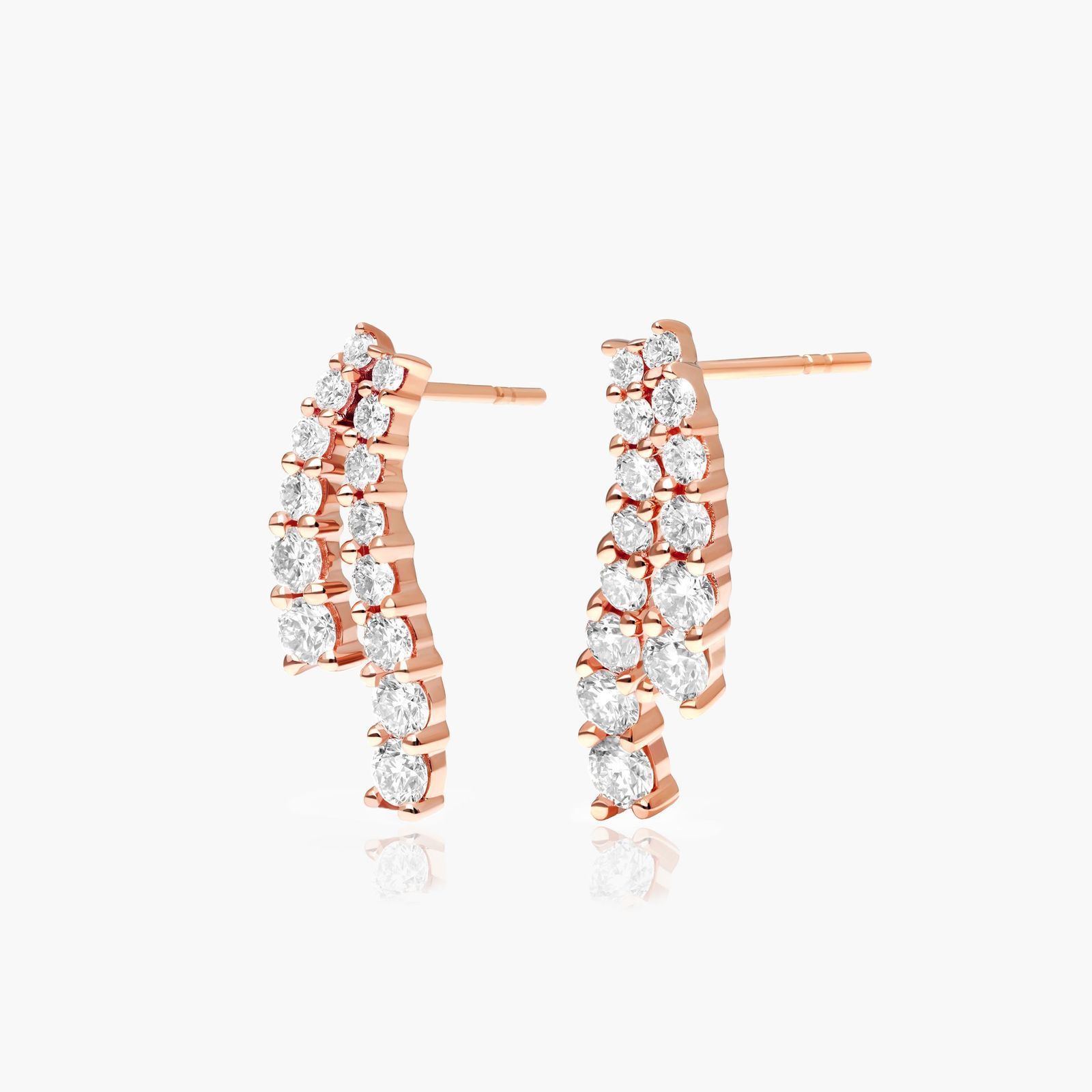 Tidal Wave Drop Lab-Grown Diamond Stud Earrings In 14K Rose Gold