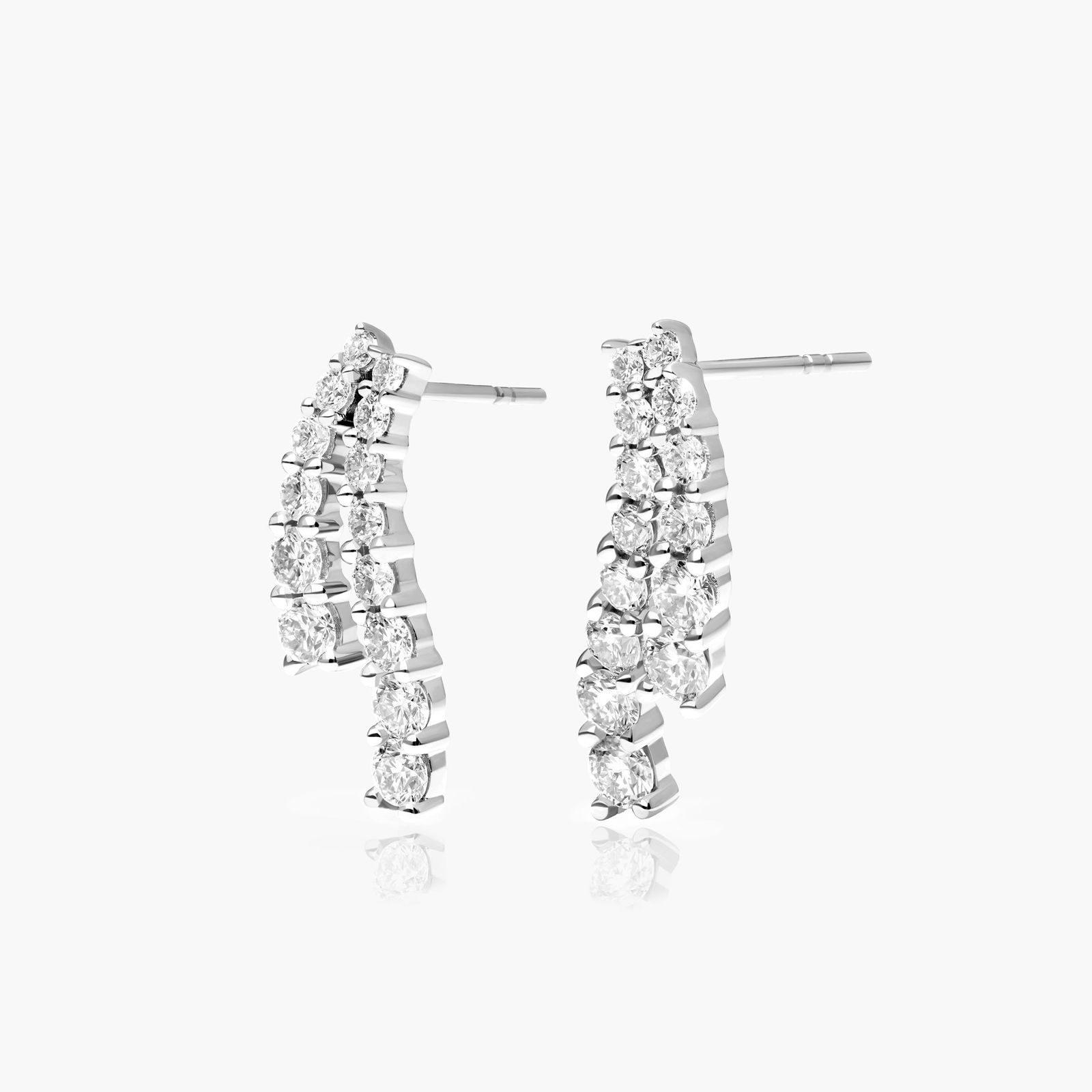 14K White Gold Tidal Wave Lab-Grown Diamond Drop Stud Earrings
