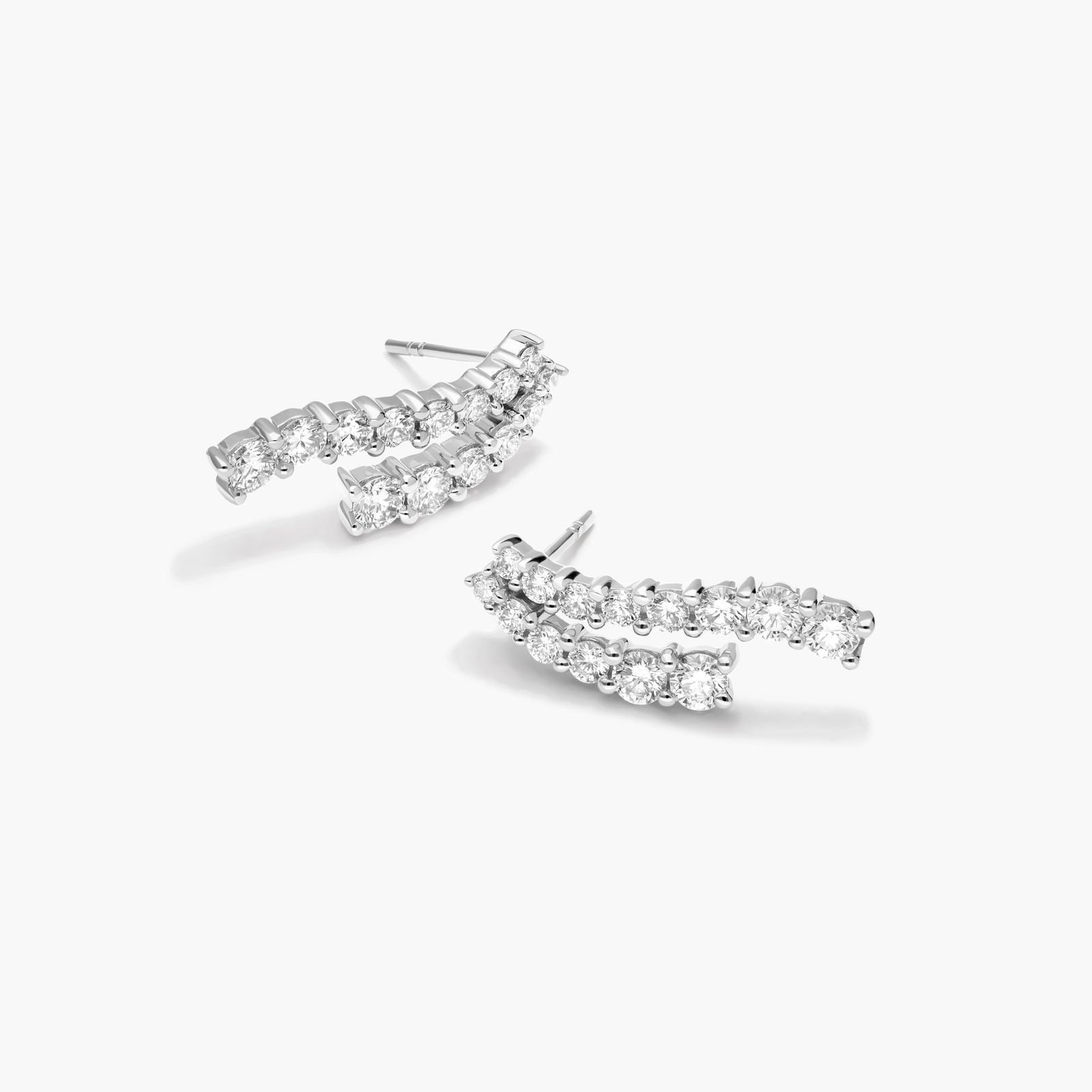 14K White Gold Tidal Wave Lab-Grown Diamond Drop Stud Earrings
